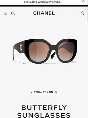 CHANEL Black Frame Sunglasses with Brown Gradient Lenses